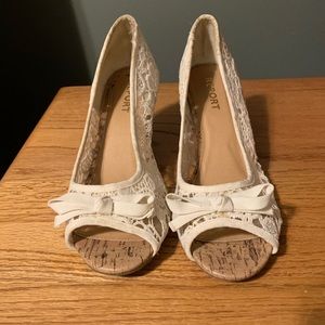 White Lace Wedges
